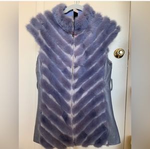 NWT UNIQUE Genuine Mink fur sheep skin long vest